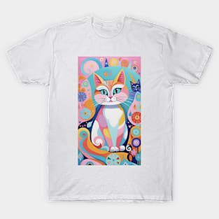 Feline Kaleidoscope: Abstract Cat Composition T-Shirt